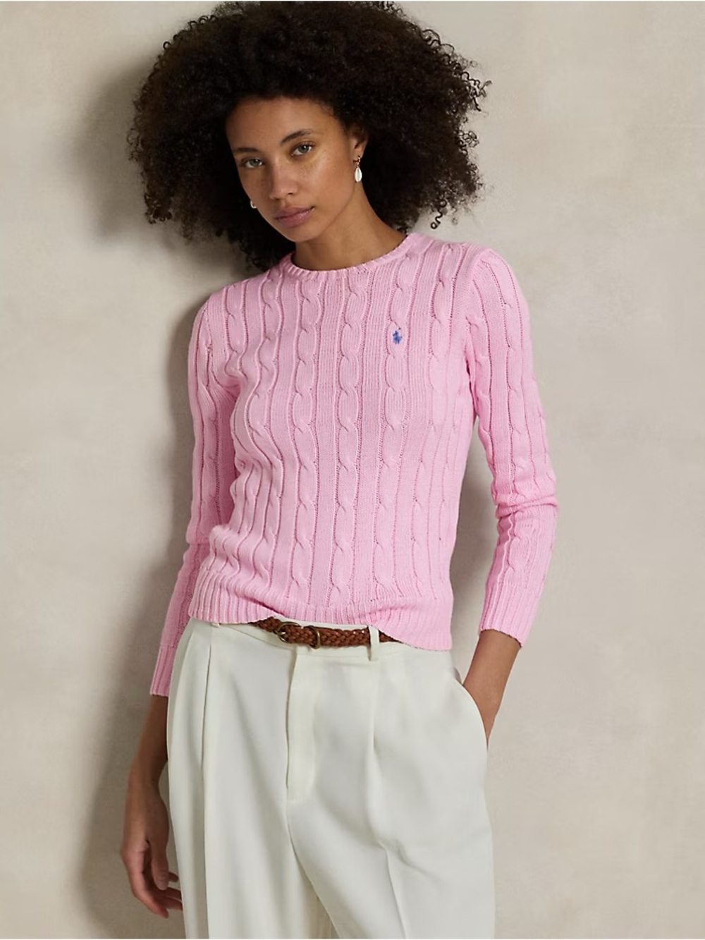 Ralph Lauren Polo Cable-Knit Cotton Crewneck Sweater